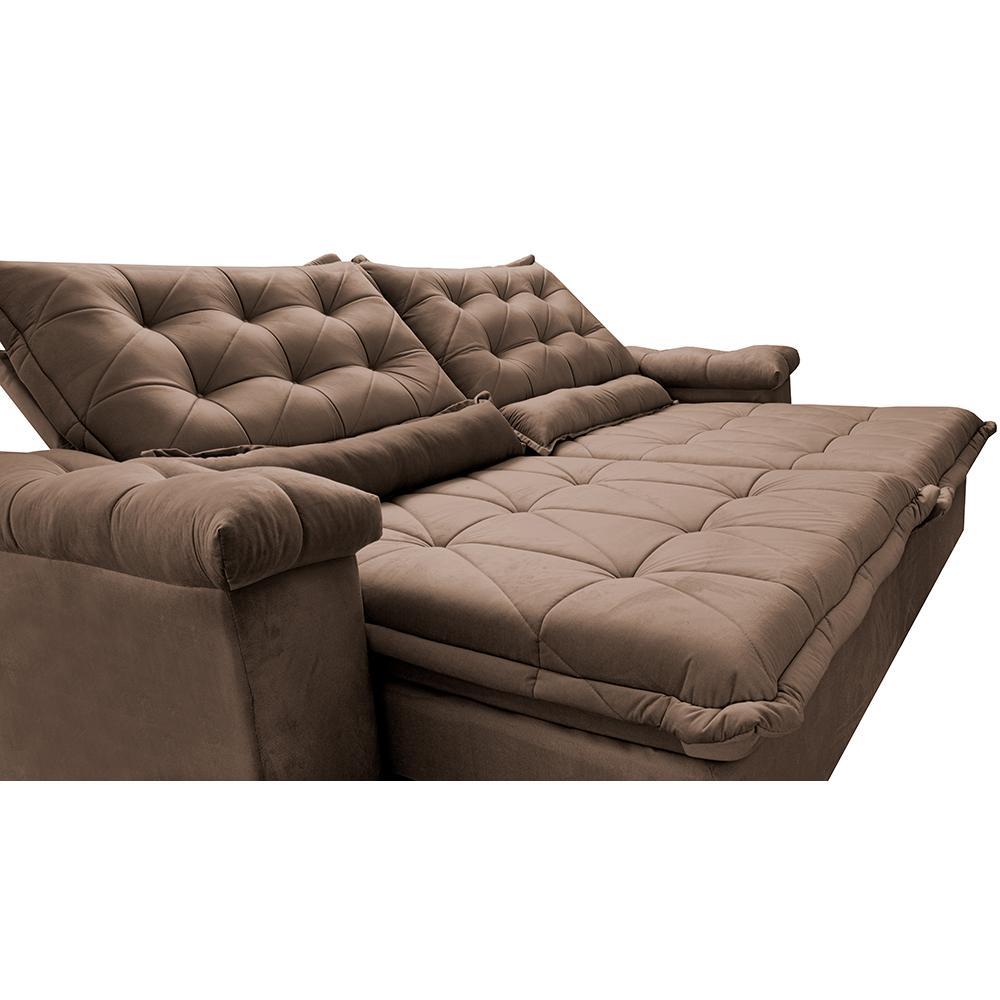 Sofá Retrátil e Reclinável 2,35m Cama inBox Big Fresh com SoftGel D40 Velupluma Castor - 4