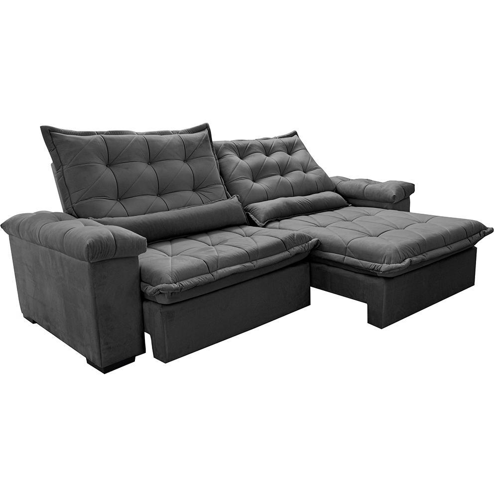 Sofá Retrátil e Reclinável 2,35m Cama inBox Big Fresh com SoftGel D40 Velupluma Cinza - 8