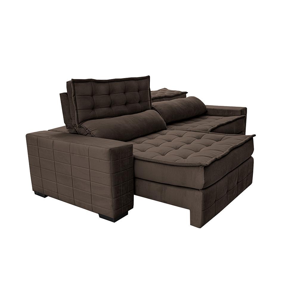 Sofá Retrátil e Reclinável 2,55m Cama inBox Big Puffer com SoftGel D40 Velupluma Café - 7