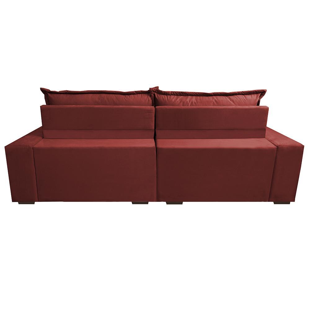 Sofá Retrátil e Reclinável 2,52m com Molas Ensacadas Cama Inbox Supreme Tecido Velusoft Vermelho - 6