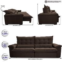 Sofá Retrátil e Reclinável 2,35m Cama inBox Big Fresh com SoftGel D40 Velupluma Café - 2