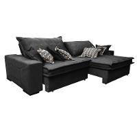 Sofá Retrátil e Reclinável 2,52m com Molas Ensacadas Cama Inbox Supreme Tecido Suede Velusoft Preto - 8