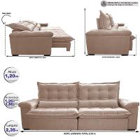Sofá Retrátil e Reclinável 2,35m Cama inBox Big Fresh com SoftGel D40 Velupluma Bege - 2