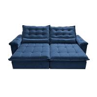 Sofá Retrátil e Reclinável 2,35m Cama inBox Big Fresh com SoftGel D40 Velupluma Azul - 5