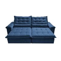 Sofá Retrátil e Reclinável 2,55m Cama inBox Big Fresh com SoftGel D40 Velupluma Azul - 5