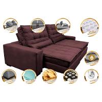 Sofá Retrátil e Reclinável 2,52m Molas Ensacadas Cama inBox Catar Velusoft Vinho - 3