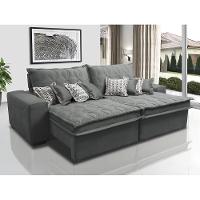 Sofá Retrátil e Reclinável 2,52m com Molas Ensacadas Cama Inbox Supreme Tecido Suede Velusoft Cinza - 1