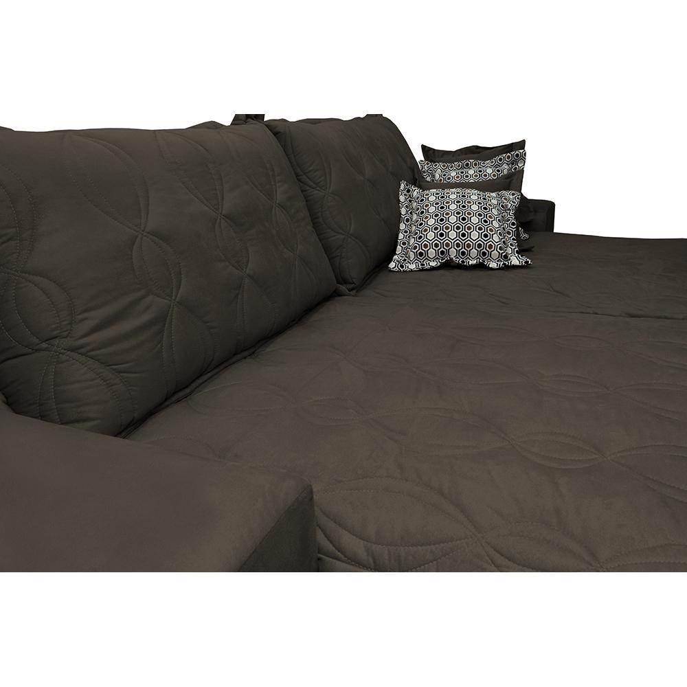 Sofá Retrátil e Reclinável 2,52m com Molas Ensacadas Cama Inbox Supreme Tecido Suede Velusoft Café - 4