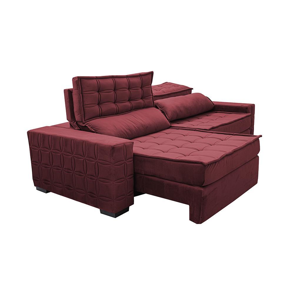 Sofá Retrátil e Reclinável 2,15m Cama inBox Big Star com SoftGel D40 Velupluma Vinho - 8