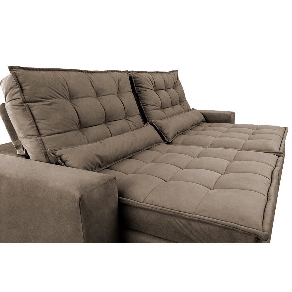 Sofá Retrátil e Reclinável 2,52m Molas Ensacadas Cama inBox Catar Velusoft Castor - 4