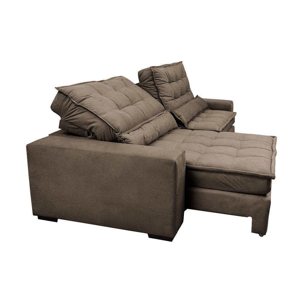 Sofá Retrátil e Reclinável 2,52m Molas Ensacadas Cama inBox Catar Velusoft Castor - 7