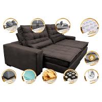 Sofá Retrátil e Reclinável 2,52m Molas Ensacadas Cama inBox Catar Velusoft Café - 3