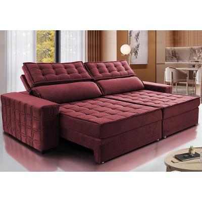 Sofá Retrátil e Reclinável 2,35m Cama inBox Big Star com SoftGel D40 Velupluma Vinho