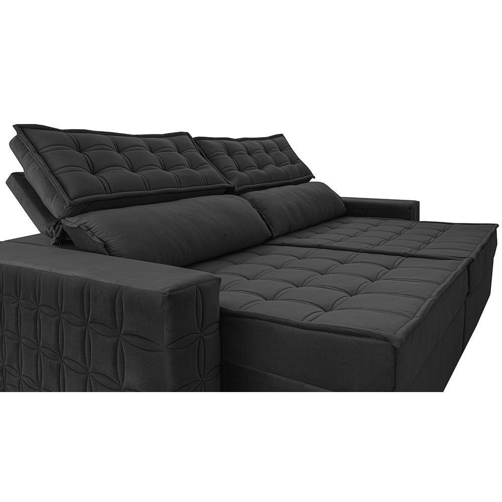 Sofá Retrátil e Reclinável 2,35m Cama inBox Big Star com SoftGel D40 Velupluma Preto - 4