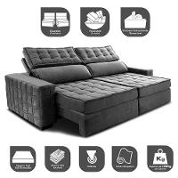 Sofá Retrátil e Reclinável 2,35m Cama inBox Big Star com SoftGel D40 Velupluma Cinza - 3