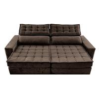 Sofá Retrátil e Reclinável 2,35m Cama inBox Big Star com SoftGel D40 Velupluma Café - 5