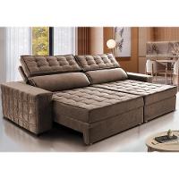 Sofá Retrátil e Reclinável 2,35m Cama inBox Big Star com SoftGel D40 Velupluma Castor - 1