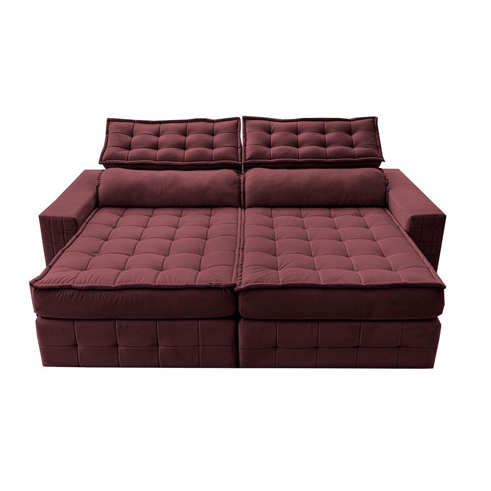 Sofá Retrátil e Reclinável 2,35m Cama inBox Big Puffer com SoftGel D40 Velupluma Vinho - 5