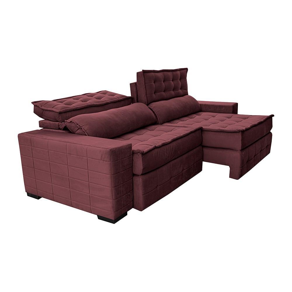Sofá Retrátil e Reclinável 2,35m Cama inBox Big Puffer com SoftGel D40 Velupluma Vinho - 8
