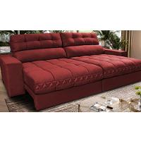 Sofá Retrátil e Reclinável 2,72m Molas Ensacadas Cama inBox Brasil Velusoft Vermelho - 1