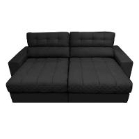 Sofá Retrátil e Reclinável 2,72m Molas Ensacadas Cama inBox Brasil Velusoft Preto - 5