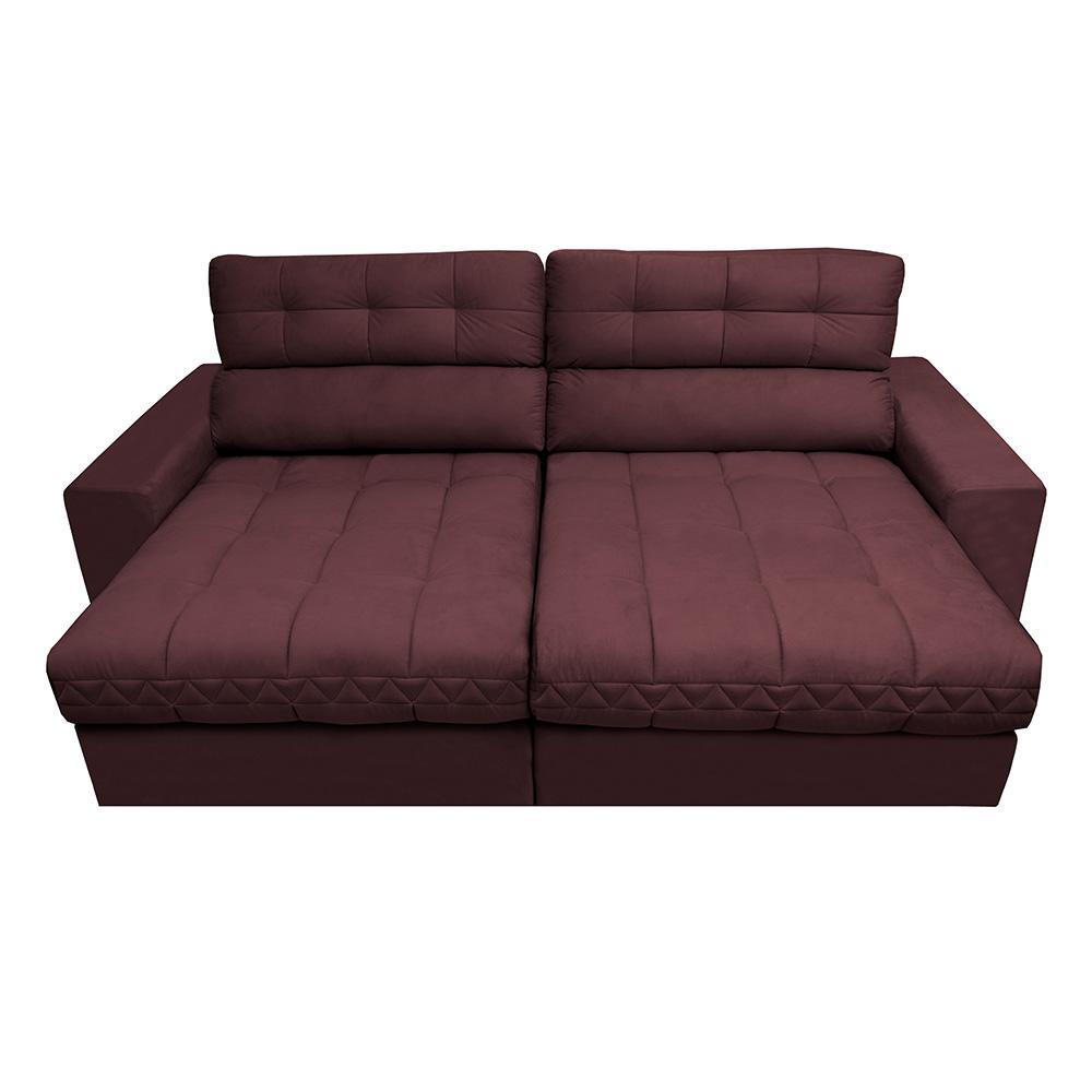 Sofá Retrátil e Reclinável 2,72m Molas Ensacadas Cama inBox Brasil Velusoft Vinho - 5