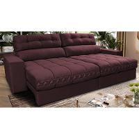 Sofá Retrátil e Reclinável 2,72m Molas Ensacadas Cama inBox Brasil Velusoft Vinho - 1