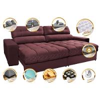 Sofá Retrátil e Reclinável 2,72m Molas Ensacadas Cama inBox Brasil Velusoft Vinho - 3