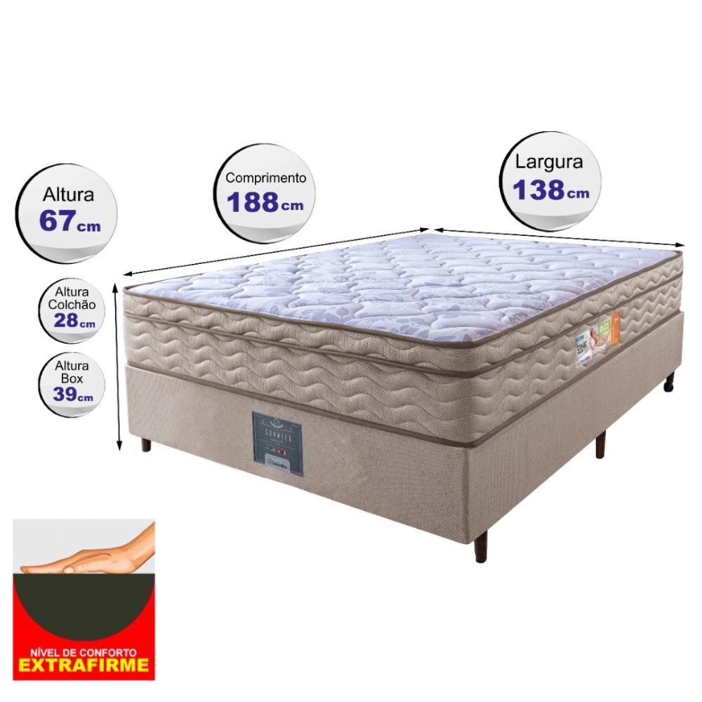 Cama Box Casal Colchão OrtoFirm + Box 138x188x67 One Face Espuma D33 Dourado - 2