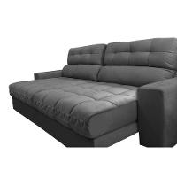 Sofá Retrátil e Reclinável 2,72m Molas Ensacadas Cama inBox Brasil Velusoft Cinza