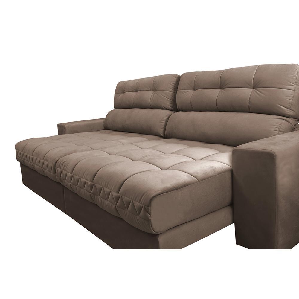 Sofá Retrátil e Reclinável 2,72m Molas Ensacadas Cama inBox Brasil Velusoft Castor - 4