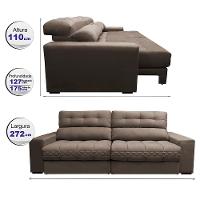 Sofá Retrátil e Reclinável 2,72m Molas Ensacadas Cama inBox Brasil Velusoft Castor - 2