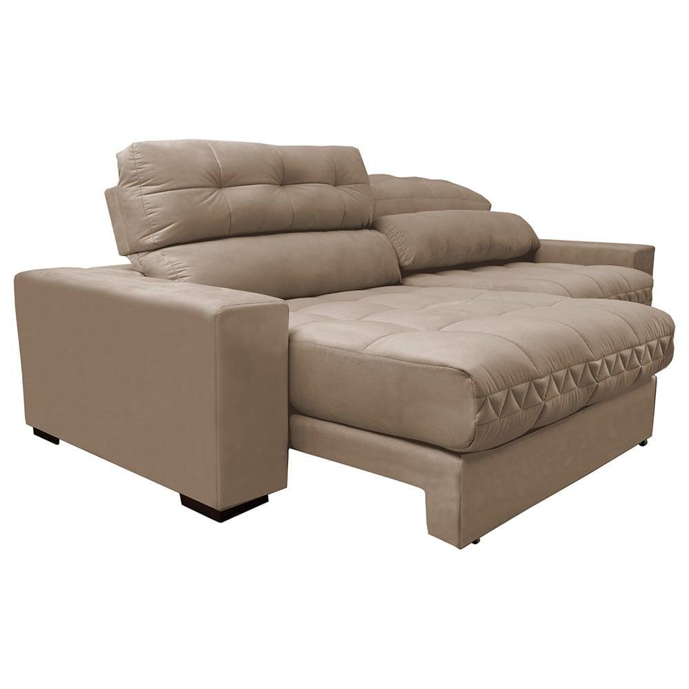 Sofá Retrátil e Reclinável 2,72m Molas Ensacadas Cama inBox Brasil Velusoft Bege - 7