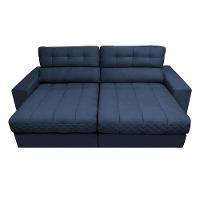 Sofá Retrátil e Reclinável 2,72m Molas Ensacadas Cama inBox Brasil Velusoft Azul - 5
