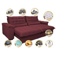 Sofá Retrátil e Reclinável 2,72m com Molas Ensacadas Cama inBox Aconchego Tecido Suede Vinho - 3