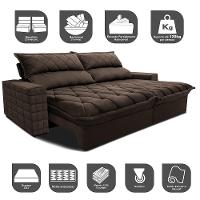 Sofá Retrátil e Reclinável 2,55m Molas Ensacadas Cama inBox Elegance com ThermoGel Velusoft Café - 3