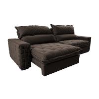 Sofá Retrátil e Reclinável 2,55m Molas Ensacadas Cama inBox Elegance com ThermoGel Velusoft Café - 7