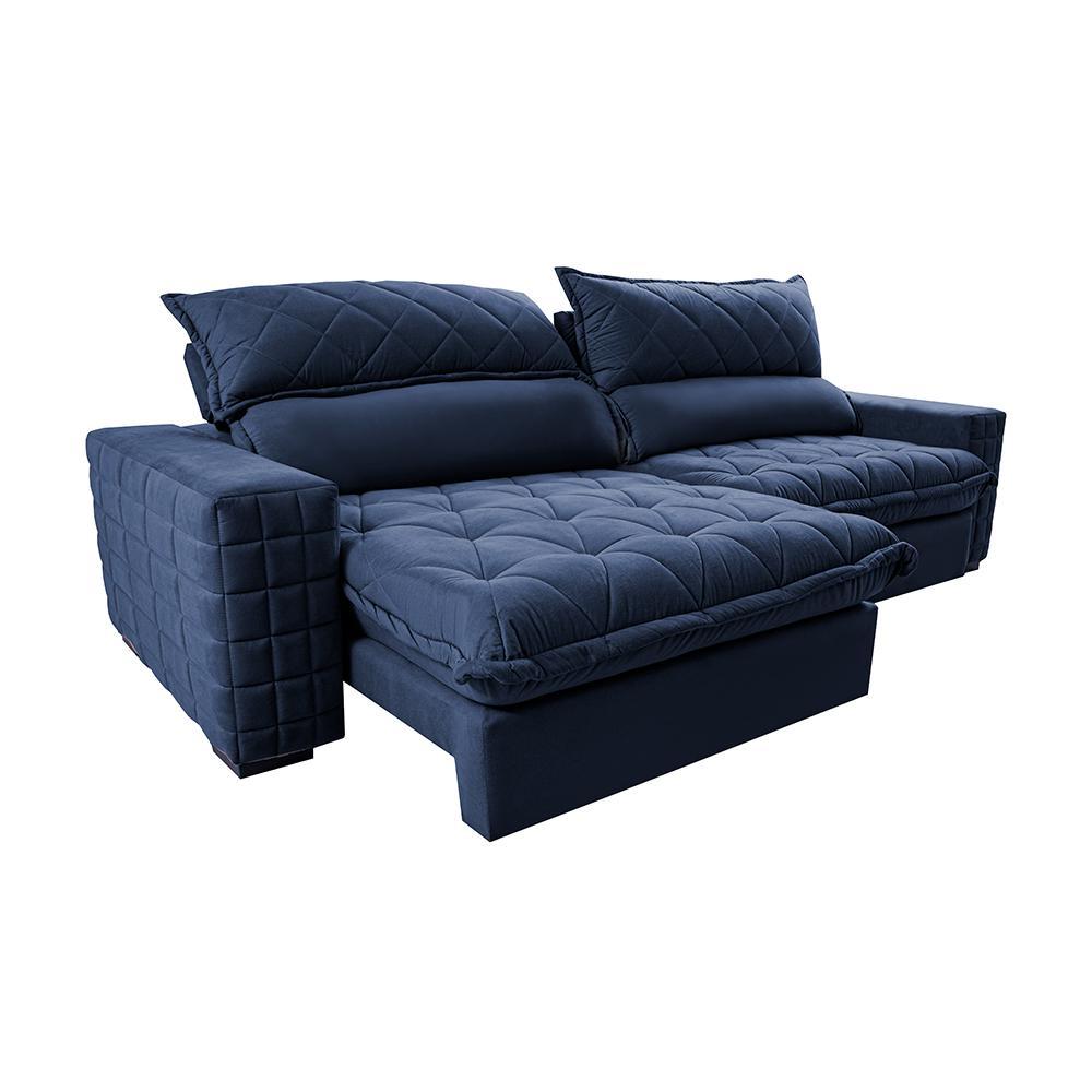 Sofá Retrátil e Reclinável 2,55m Molas Ensacadas Cama inBox Elegance com ThermoGel Velusoft Azul - 7
