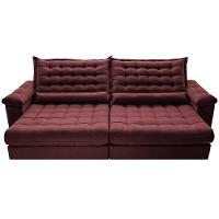 Sofá Retrátil e Reclinável 2,55m Molas Ensacadas Cama inBox Big Space com Bordado 3D Velusoft Vinho - 5