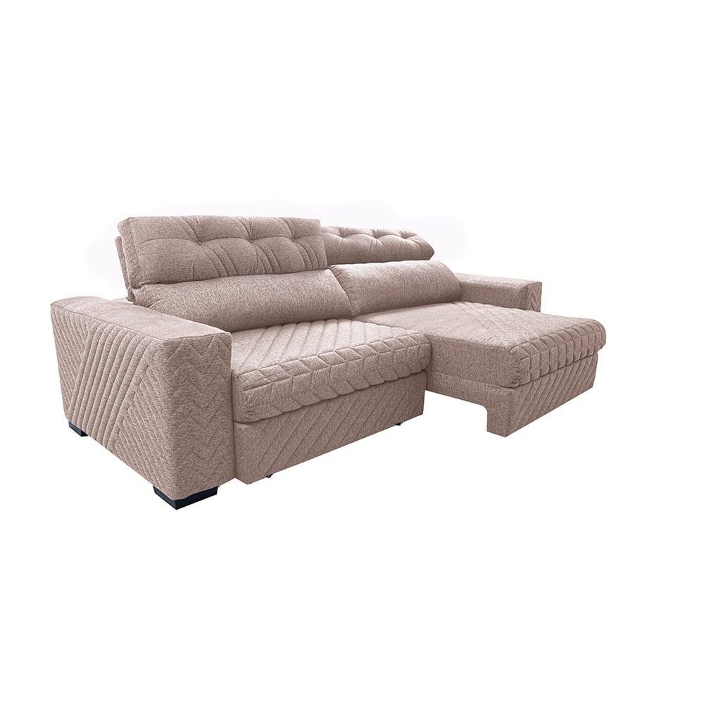 Sofá Retrátil e Reclinável 2,55m Molas Ensacadas Cama inBox Style Thermo Gel Linho Bege Claro - 7