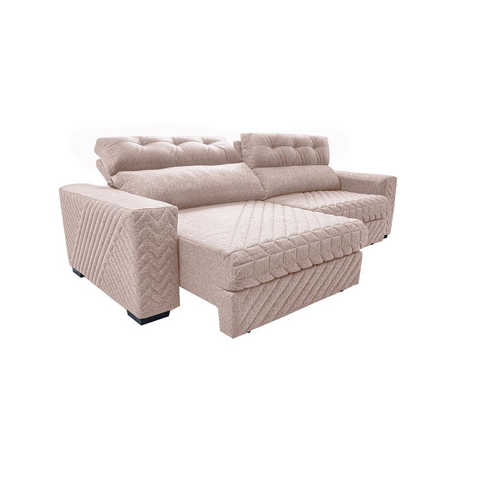 Sofá Retrátil e Reclinável 2,55m Molas Ensacadas Cama inBox Style Thermo Gel Linho Bege Claro - 8
