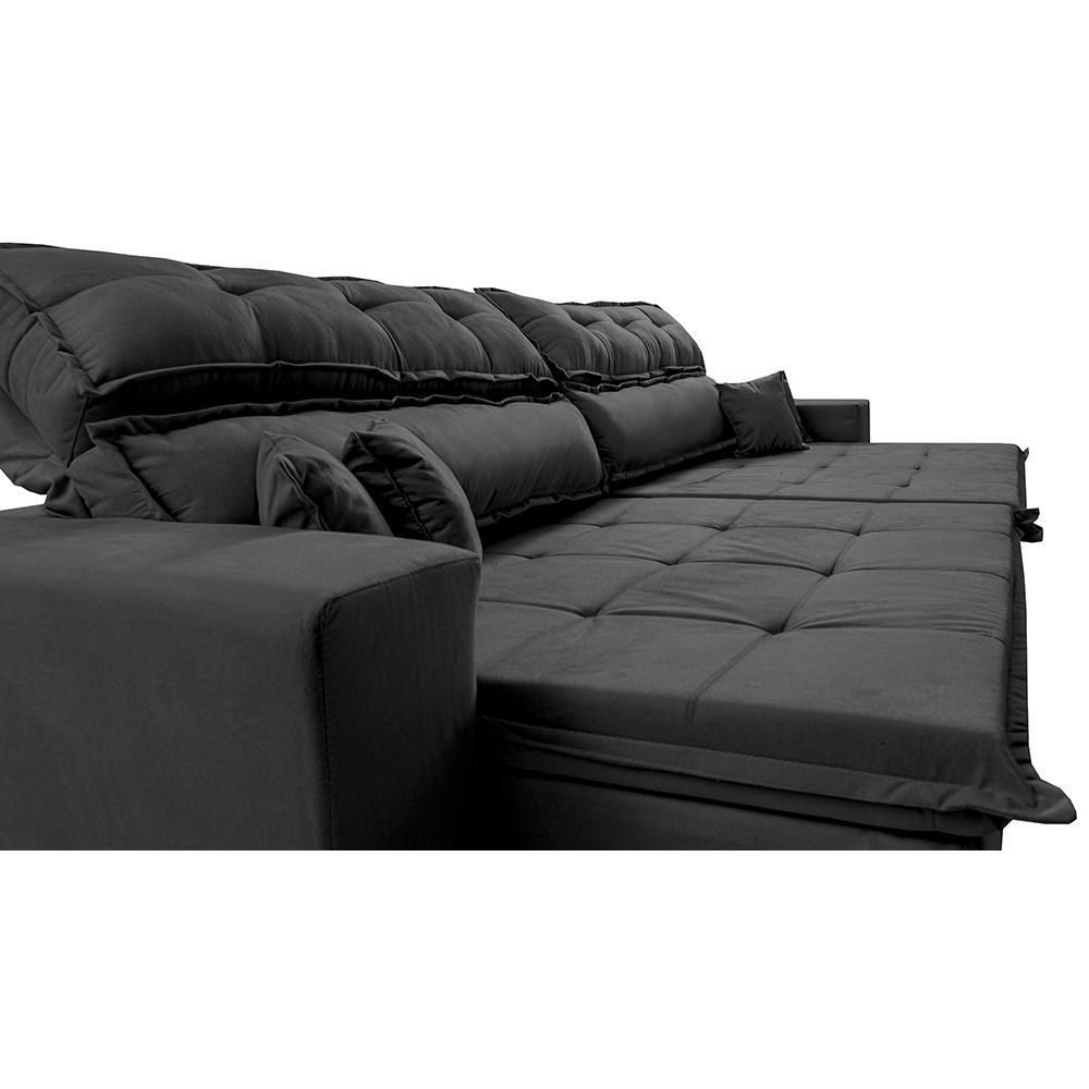 Sofá Retrátil e Reclinável 2,72m Luxos Cama inBox Velusoft Preto - 5