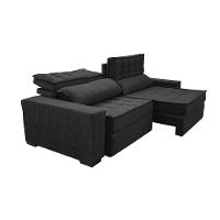 Sofá Retrátil e Reclinável 2,55m Cama inBox Big Star com SoftGel D40 Velupluma Preto - 7