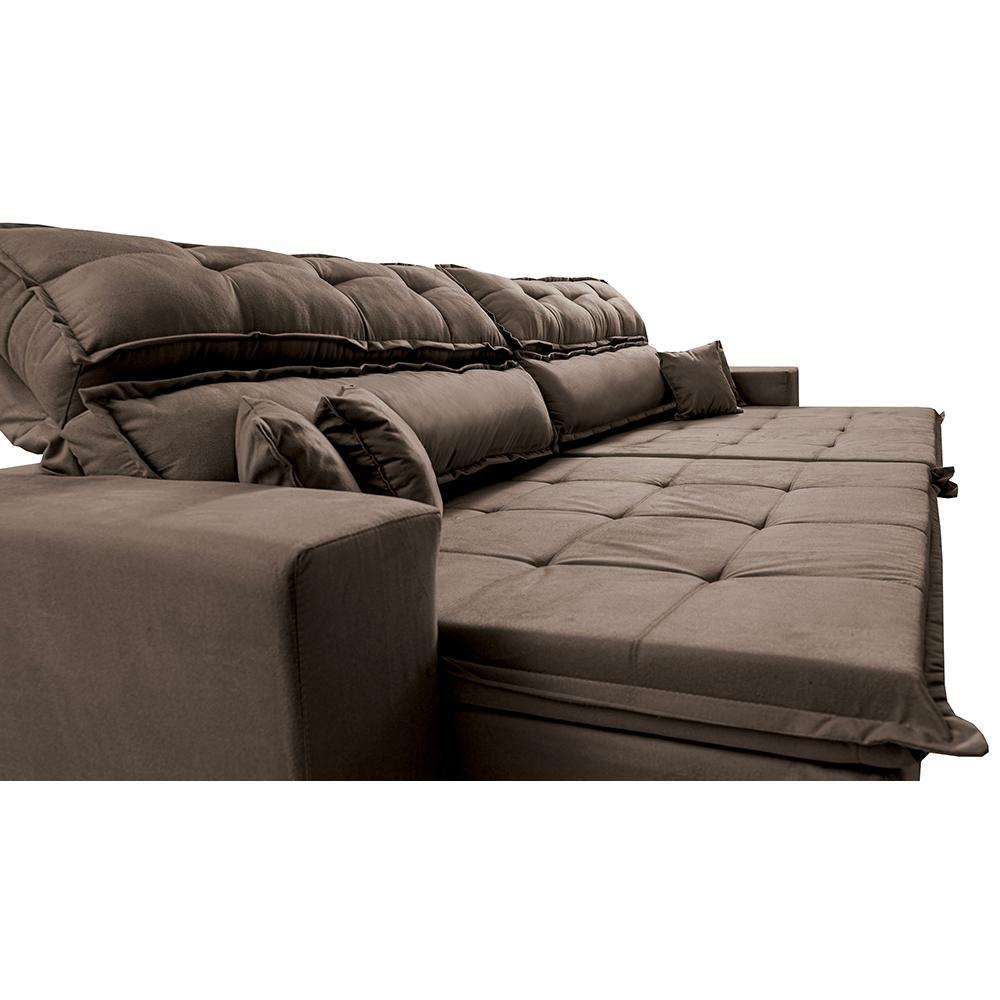 Sofá Retrátil e Reclinável 2,72m Luxos Cama inBox Velusoft Café - 5
