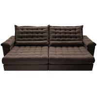 Sofá Retrátil e Reclinável 2,55m Molas Ensacadas Cama inBox Big Space com Bordado 3D Velusoft Café - 5