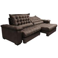 Sofá Retrátil e Reclinável 2,55m Molas Ensacadas Cama inBox Big Space com Bordado 3D Velusoft Café - 8