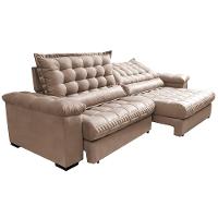 Sofá Retrátil e Reclinável 2,55m Molas Ensacadas Cama inBox Big Space com Bordado 3D Velusoft Bege - 8