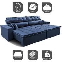 Sofá Retrátil e Reclinável 2,72m Luxos Cama inBox Velusoft Azul