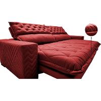 Sofá Retrátil e Reclinável 2,55m Molas Ensacadas Cama inBox Spazus com Bordado 3D Velusoft Vermelho