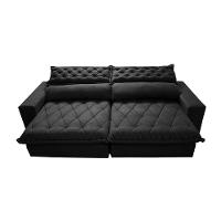 Sofá Retrátil e Reclinável 2,55m Molas Ensacadas Cama inBox Spazus com Bordado 3D Velusoft Preto - 5